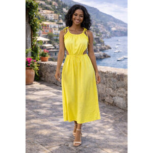 Women's CHOIES Yellow Maxi Dress Size S Holiday Clearance